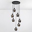 7-light pendant lamp in Black with Smoked glass grey glass - Hollister