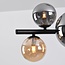 Designer lighting Deka black pendant lamp with amber and smoked glass, 10-light