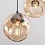 Black Loic pendant lamp with Amber glass, 6-light