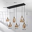Pendant light Nilo – 6-light amber glass with curved glass