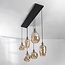 Pendant light Nilo – 6-light amber glass with curved glass