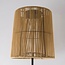 Solar floor lamp Elyra with rattan-look shade - black with light brown
