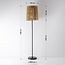 Solar floor lamp Elyra with rattan-look shade - black with light brown