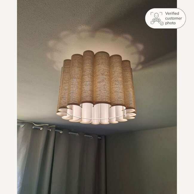 Ceiling light Celie with pleated linen shade in beige