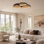Ceiling lamp Elpisie with integrated LED, 3-step dimmable in black with wood look