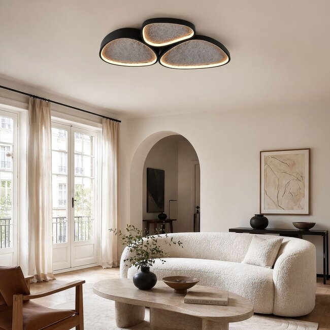 Ceiling lamp Elpisie with integrated LED, 3-step dimmable in black with stone effect