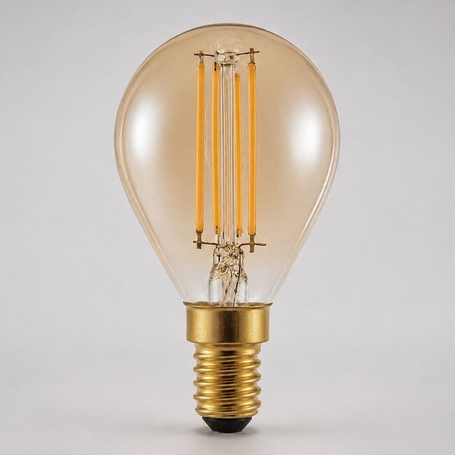 E14 3-step dimmable LED filament bulb G45 with amber glass 4.5W 2700K