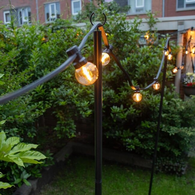 Metal posts for festoon lighting cables and string lights - set of 2