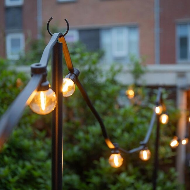 Metal posts for festoon lighting cables and string lights - set of 2