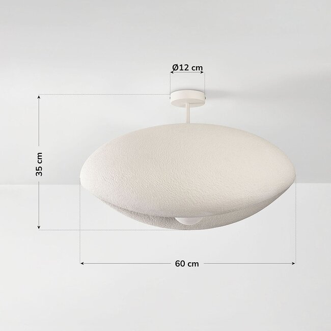 Wabi Sabi ceiling lamp Kawa in white stone effect