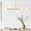 6-light pendant light Aster - beige with opal white glass