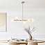 Aster designer pendant light - beige with opal white glass, 6-light