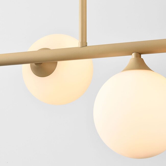 Aster designer pendant light - beige with opal white glass, 6-light
