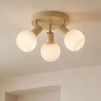 3-light ceiling lamp Orlando - beige with opal white glass
