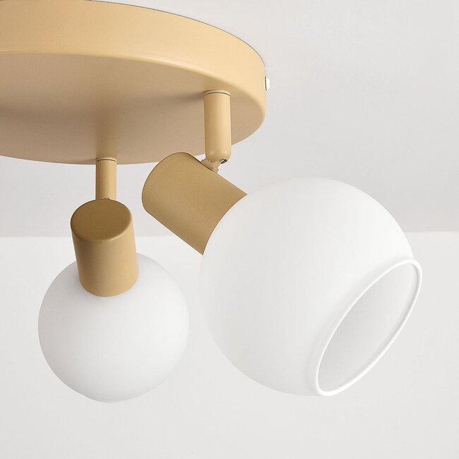 3-light ceiling lamp Orlando - beige with opal white glass