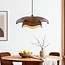 Pendant light Vea with organic linen shade in warm brown