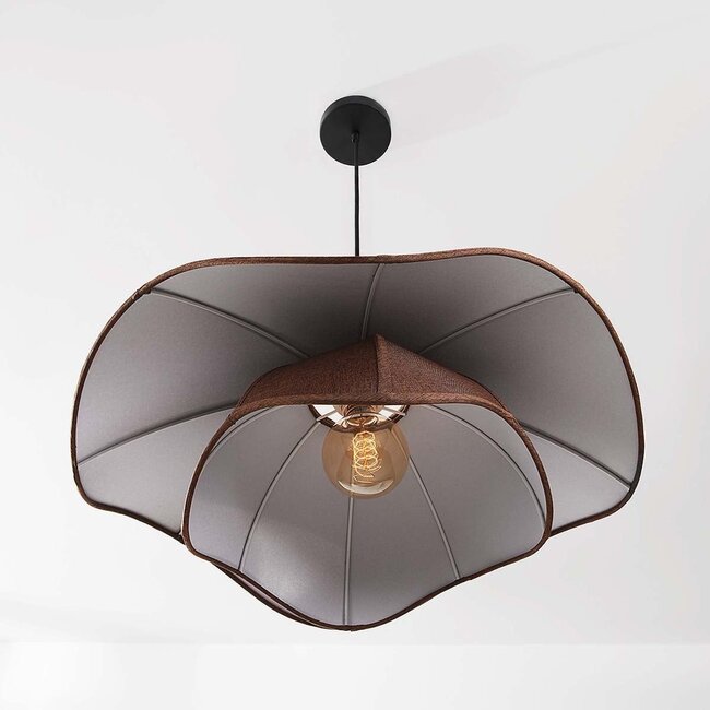 Pendant light Vea with organic linen shade in warm brown