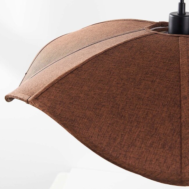 Pendant light Vea with organic linen shade in warm brown