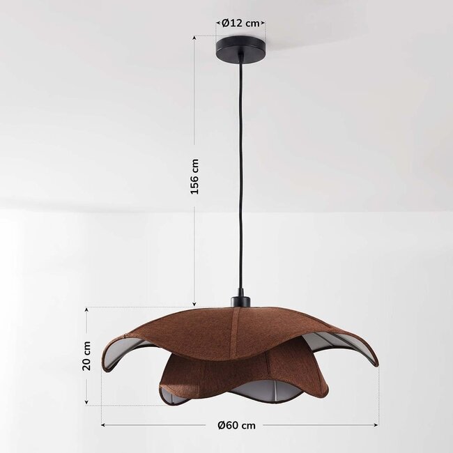 Pendant light Vea with organic linen shade in warm brown