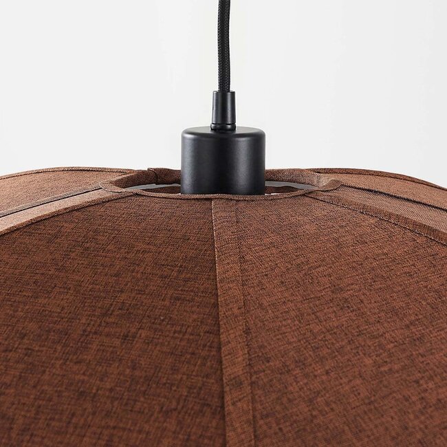 Pendant light Vea with organic linen shade in warm brown
