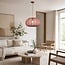 Ecruva pendant light with round terra pink fabric shade