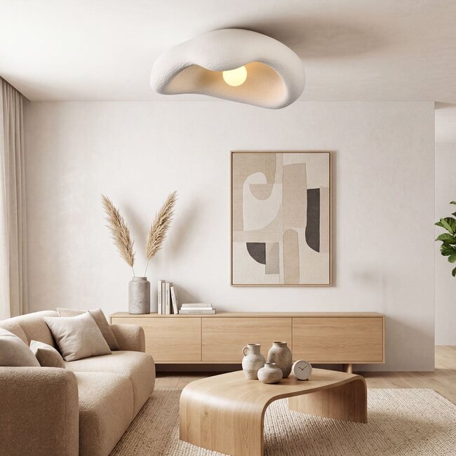 Wabi Sabi ceiling lamp Ishi with stone effect 60 cm in white