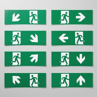 Emergency lighting legends for surface-mounted fixtures