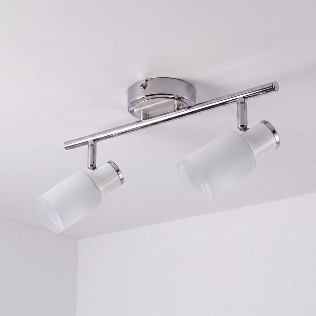 Modern ceiling spotlight silver, 2 lights - Crystal (E14 socket)