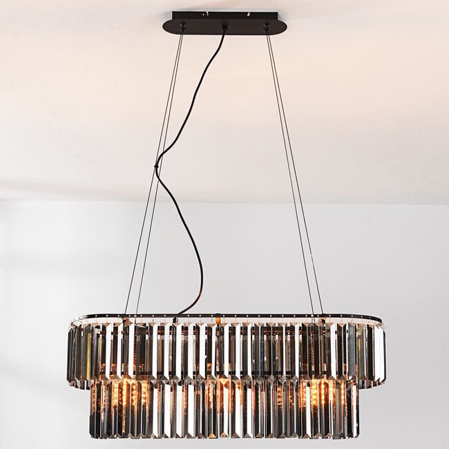 3-light luxury pendant lamp Kristo with smoked crystal glass