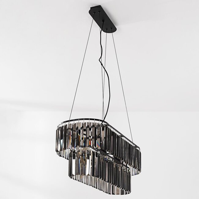 3-light luxury pendant lamp Kristo with smoked crystal glass