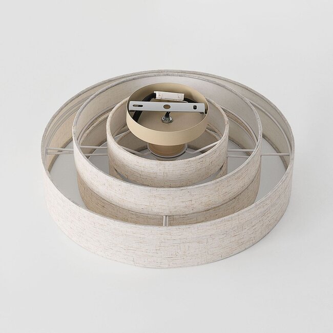 Ceiling lamp Mavro with layered linen shades in off-white