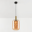 Pendant lamp Sofito in gold with amber glass