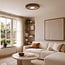 3-step dimmable ceiling lamp Cercul with integrated LED and stone effect in walnut look