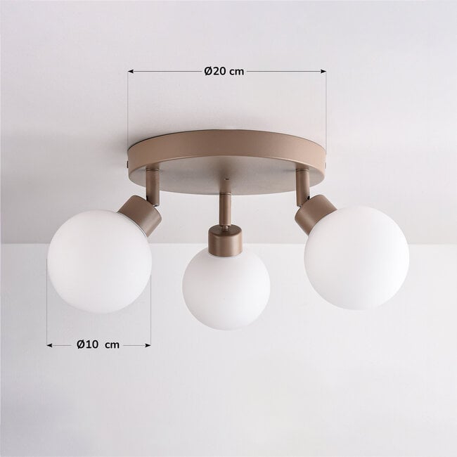 Ceiling light Zano with 3 adjustable lights - sand beige with opal white glass IP44