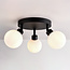 Ceiling light Zano with 3 rotatable light points - black with opal white glass IP44