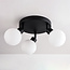 Ceiling light Zano with 3 rotatable light points - black with opal white glass IP44