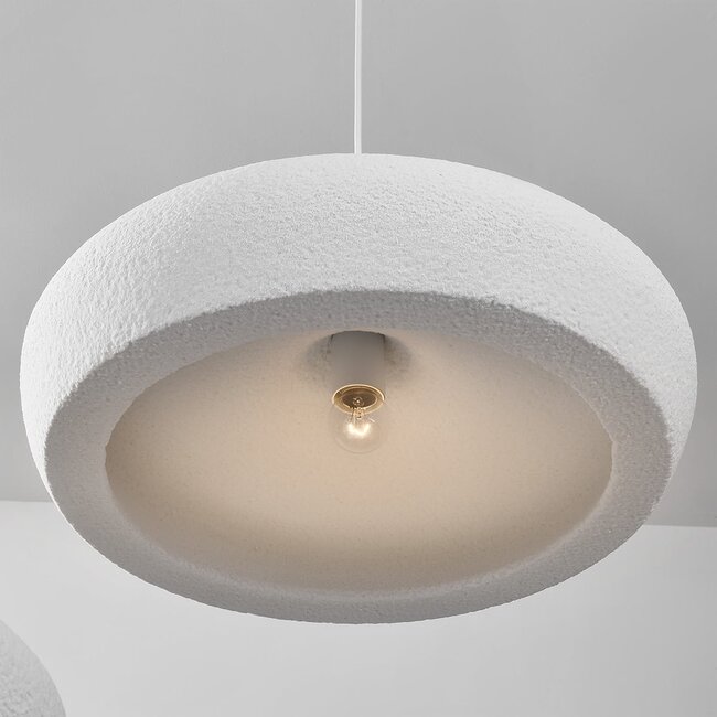 Modern white pendant lamp in Wabi-Sabi style, 3-light - Kaze