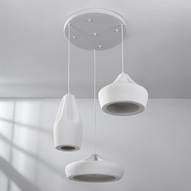 3-light pendant lamp in White, Wabi-Sabi style - Mizu