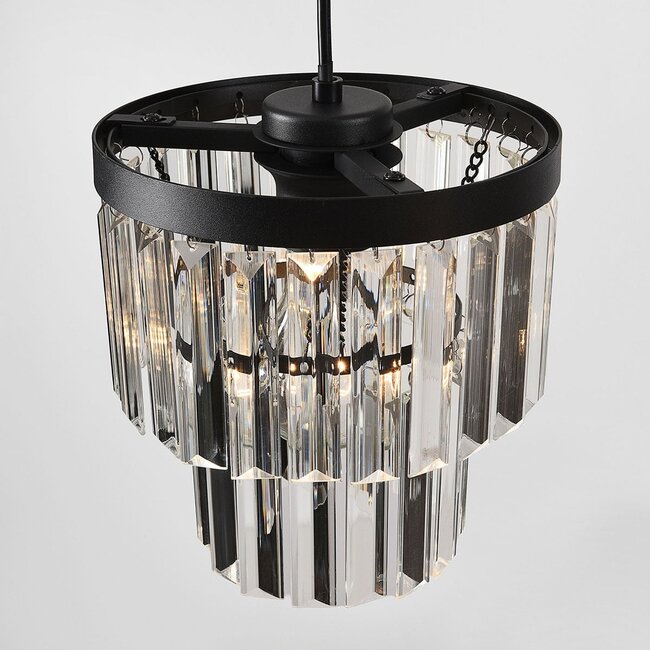3-light pendant light with glass crystals - Kristi