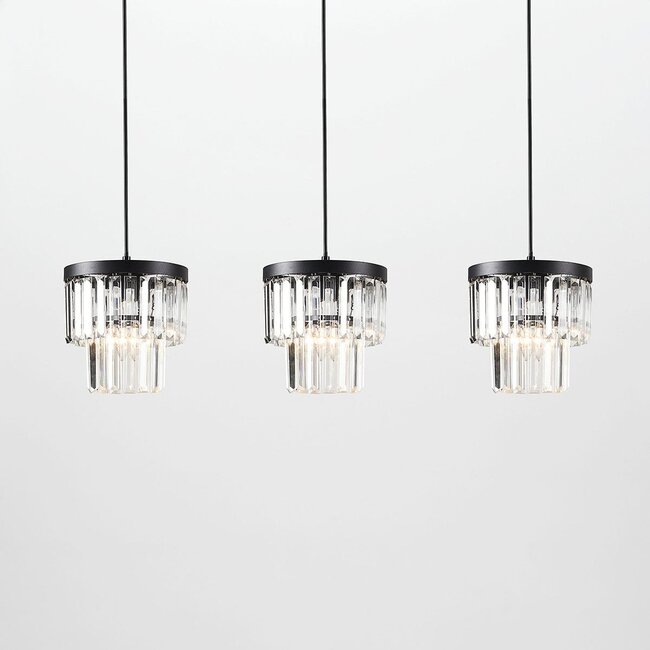 3-light pendant light with glass crystals - Kristi