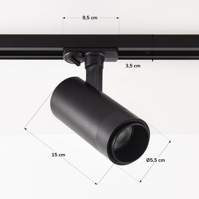 Modern 3-metre single-phase track lighting system with Jazz spotlights - ceiling lights