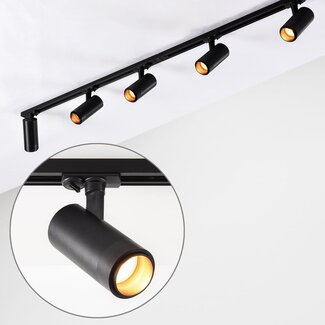 Modern 1.5 metre single-phase track lighting system with Jazz spotlights - ceiling lights