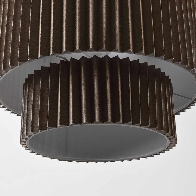 Florian pendant light in brown with pleated linen shade