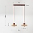 Japandi pendant light Florinda with travertine (natural stone) and wood, 2-light