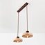 Japandi pendant light Florinda with travertine (natural stone) and wood, 2-light