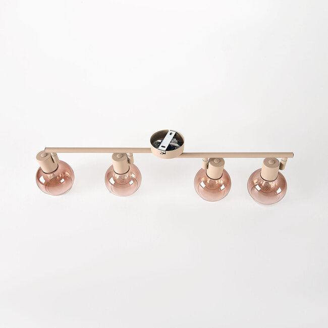 4-light adjustable ceiling light Dari with ombre glass - beige