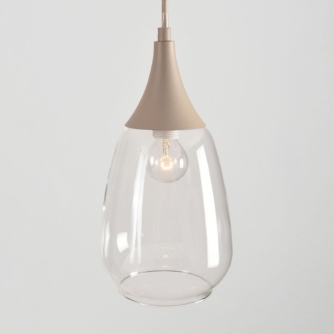 6-light pendant light Loic with transparent glass - sand beige