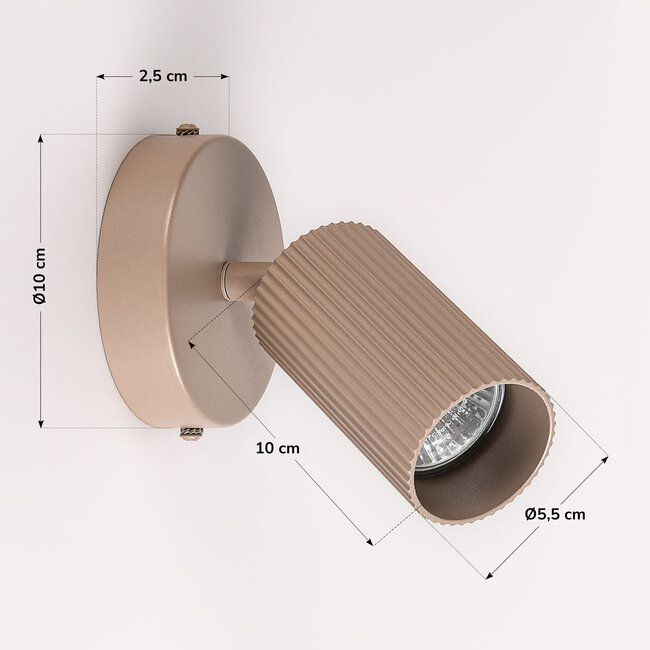 Wall spotlight Blaze with ribbed spotlight - sand beige