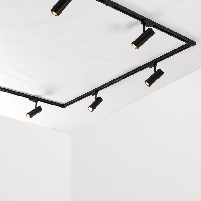 Modern 3-metre single-phase track lighting system with Jazz spotlights - ceiling lights