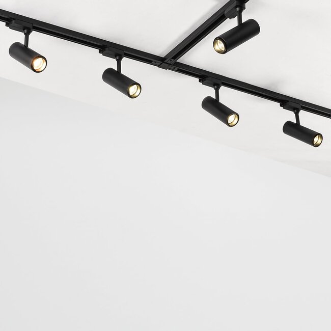 Modern 3-metre single-phase track lighting system with Jazz spotlights - ceiling lights